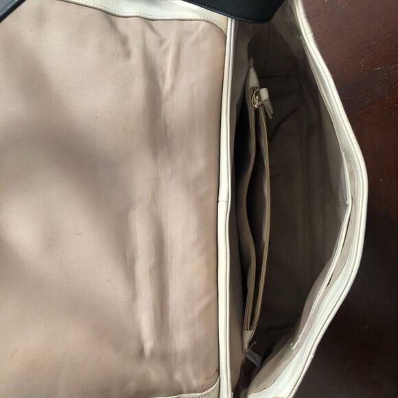 Cole Haan Genuine Leather Cream Ivory Black Cameron Shoulder HandBag Purse Bag - Picture 10 of 13